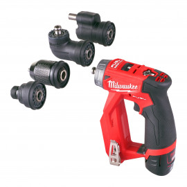 M12 FDDXKIT-202X - TRAPANO COMPATTO 12 VOLT 2,0 AH TECNOLOGIA FUEL VALIGETTA HEAVYDUTY CON 3 MANDRINI INTERCAMBIABILI MILWAUKEE