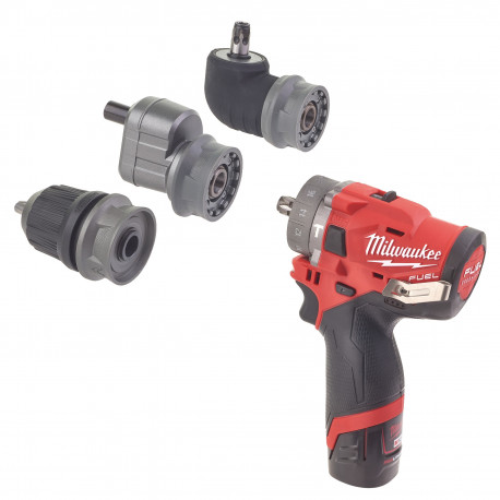 M12 FPDXKIT-202X - TRAPANO COMPATTO A PERCUSSIONE 12 VOLT 2,0 AH FUEL VALIGETTA CON 3 MANDRINI INTERCAMBIABILI MILWAUKEE